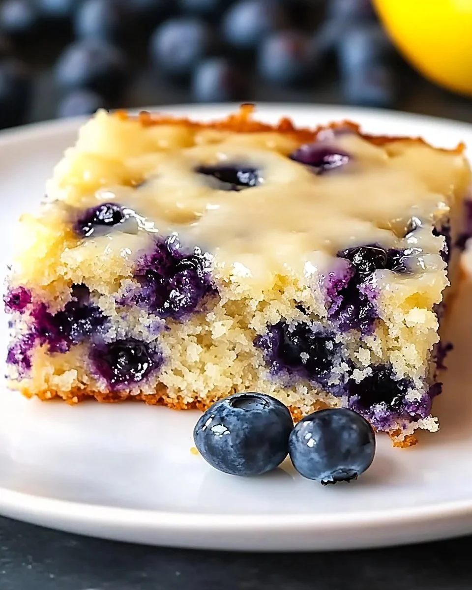 Lemon Glazed Blueberry Boyfriend Bait dessert with fresh blueberries and lemon glaze