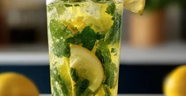 Refreshing Limoncello Mojito cocktail with mint and lemon garnish