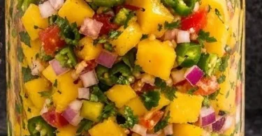 Bowl of Mango Jalapeño Salsa with fresh ingredients