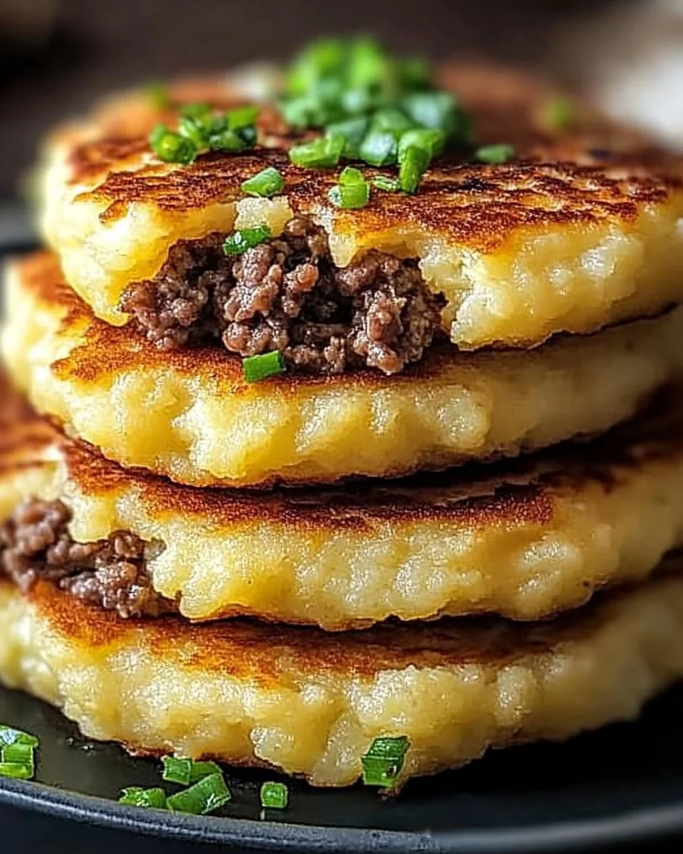 Mashed Potato Pancakes with Ground Beef Filling