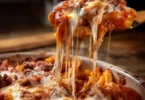 Delicious Meat Lovers Pizza Casserole with layers of cheese and assorted meats