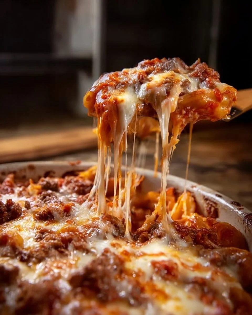 Delicious Meat Lovers Pizza Casserole with layers of cheese and assorted meats