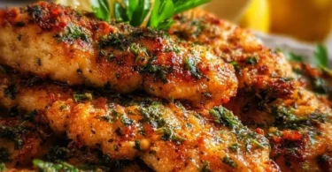Juicy Mediterranean Chicken Tenders served with fresh herbs and spices