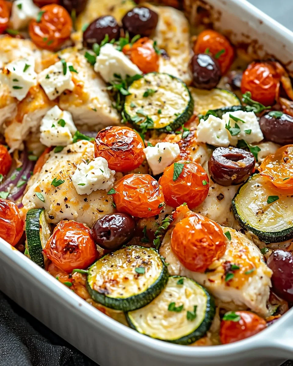 Mediterranean Chicken Zucchini Bake