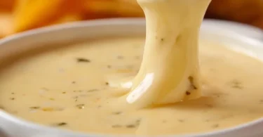 Delicious Mexican restaurant-style cheese dip in a bowl