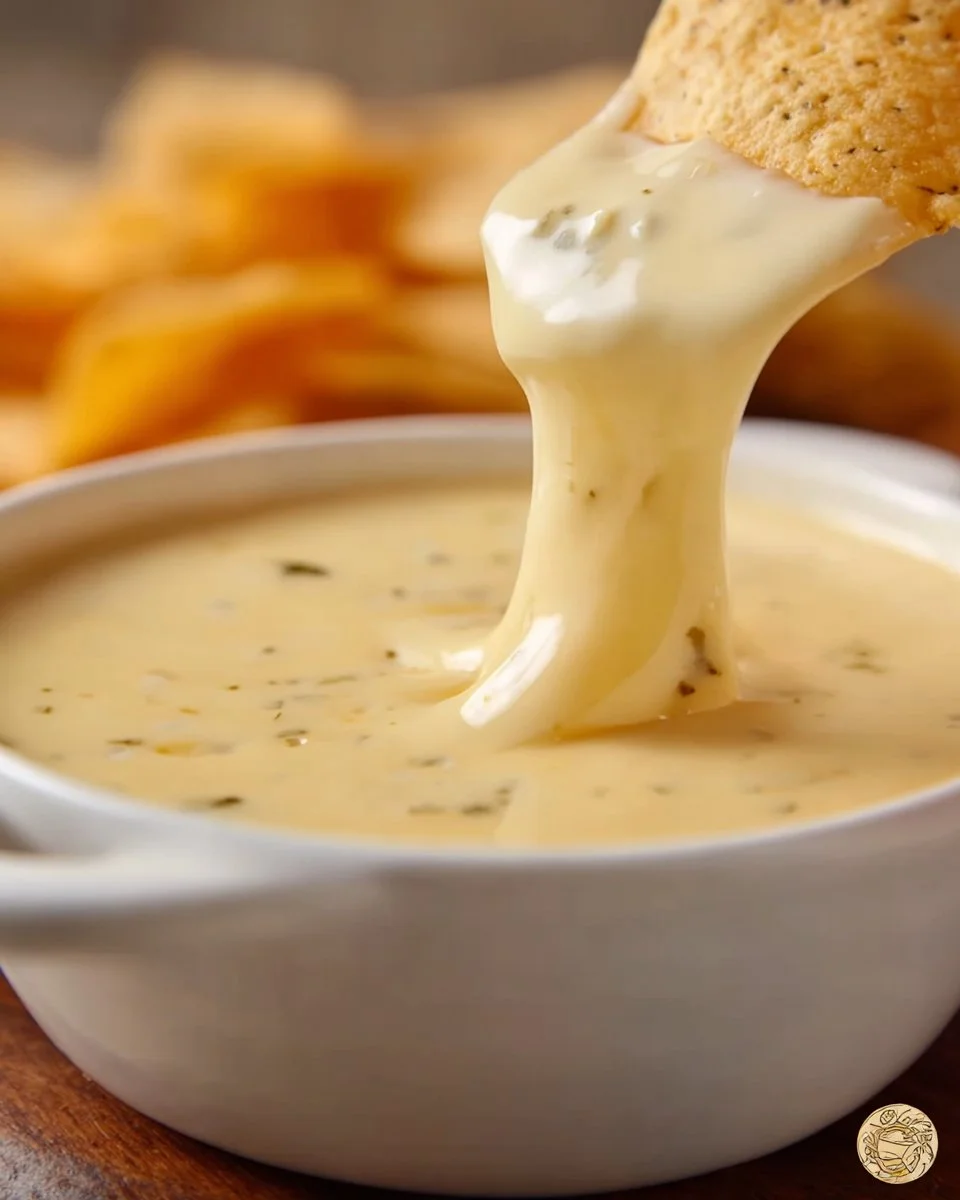 Delicious Mexican restaurant-style cheese dip in a bowl