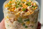 Delicious Mexican street corn salad with cottage cheese and fresh ingredients