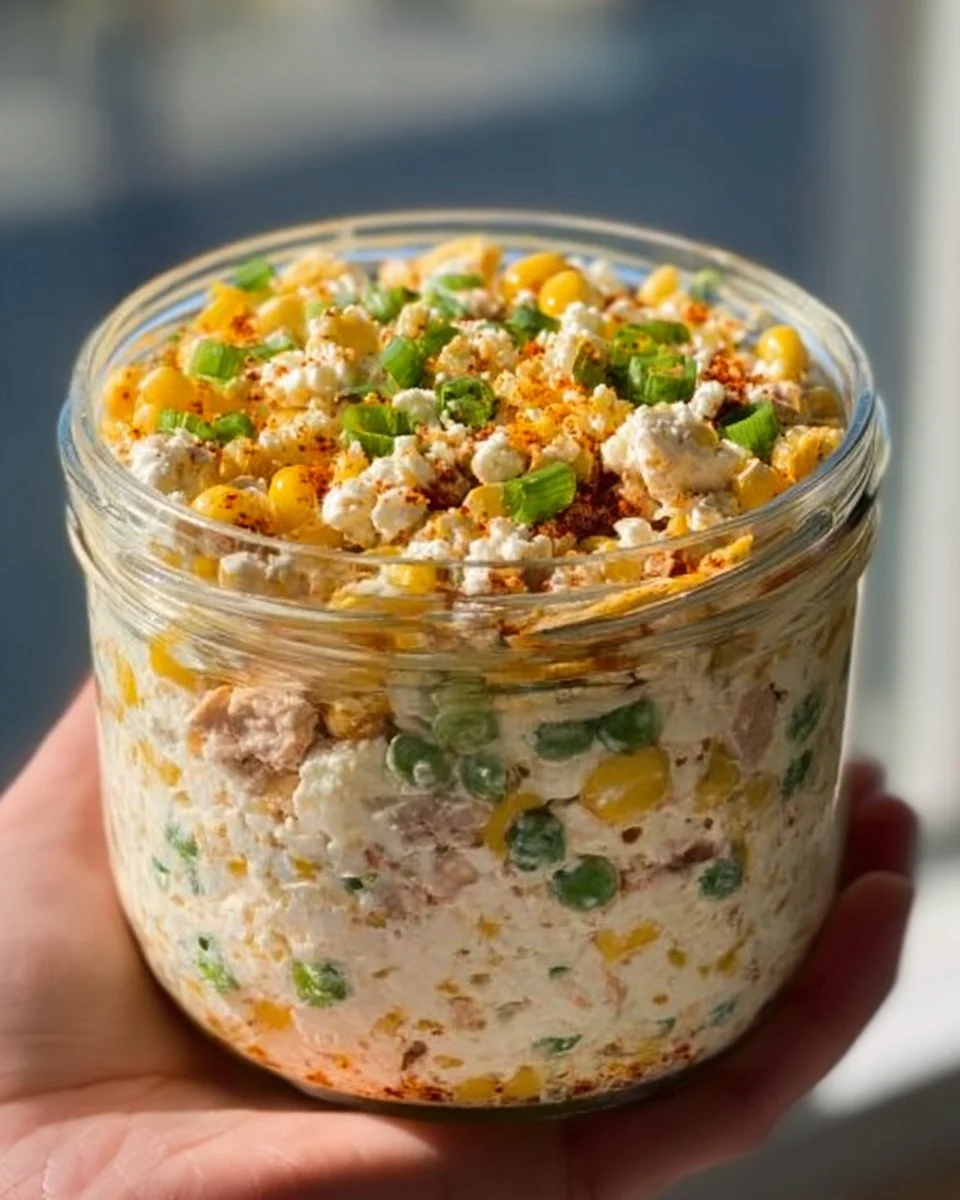 Delicious Mexican street corn salad with cottage cheese and fresh ingredients