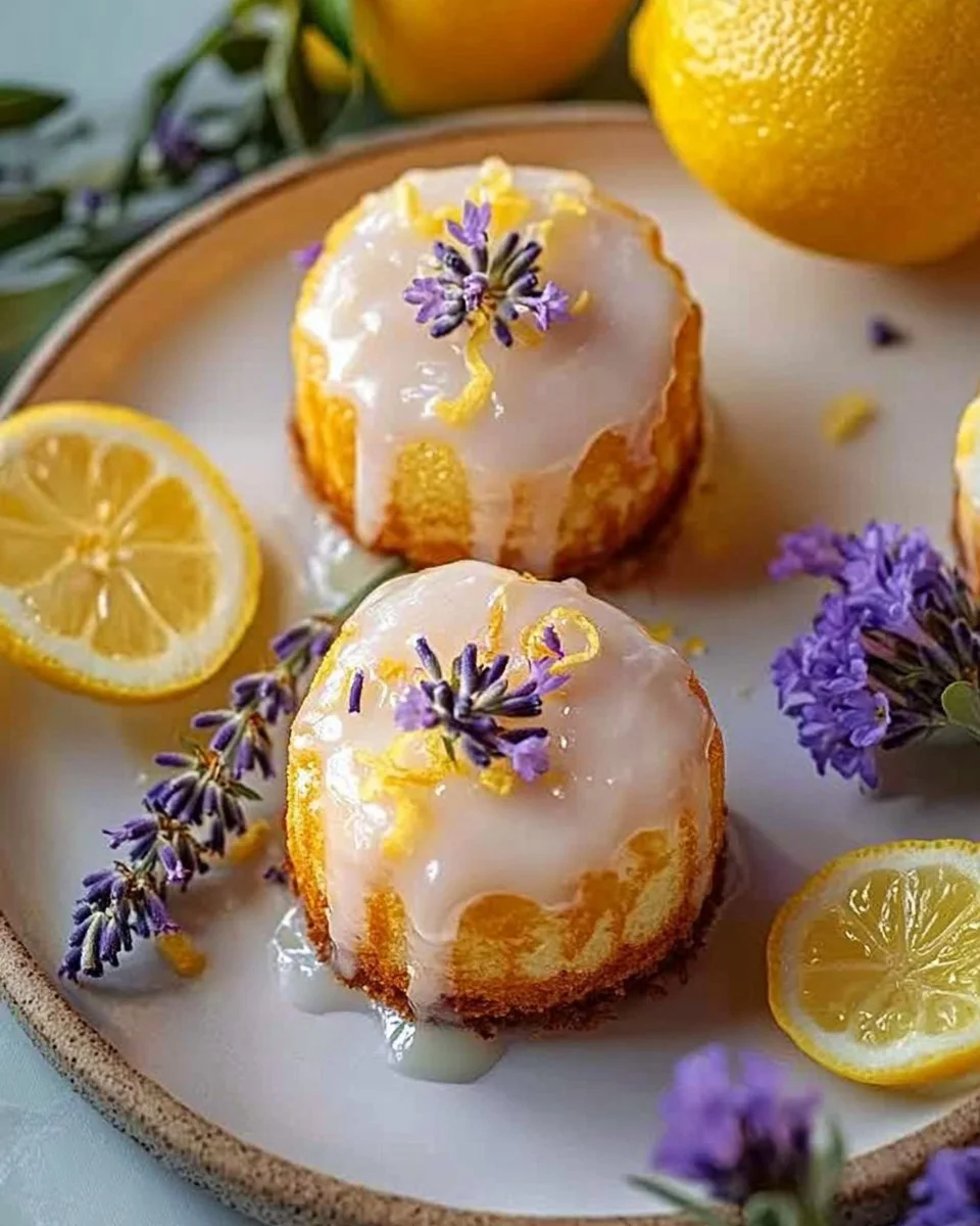 Mini Lemon Cakes With Lavender Glaze