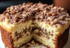 Mom’s Sour Cream Coffee Cake with a moist texture and delicious topping