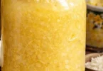 Jar of homemade Monkey Butter with bananas and coconut