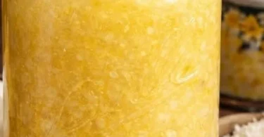 Jar of homemade Monkey Butter with bananas and coconut