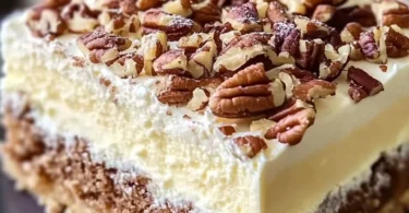 Delicious Neiman Marcus cake elegantly presented on a serving plate.