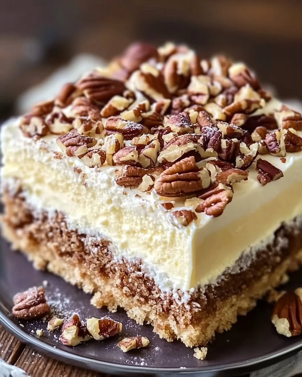 Delicious Neiman Marcus cake elegantly presented on a serving plate.