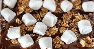 Delicious no bake smores bars with graham crackers, chocolate, and marshmallows.