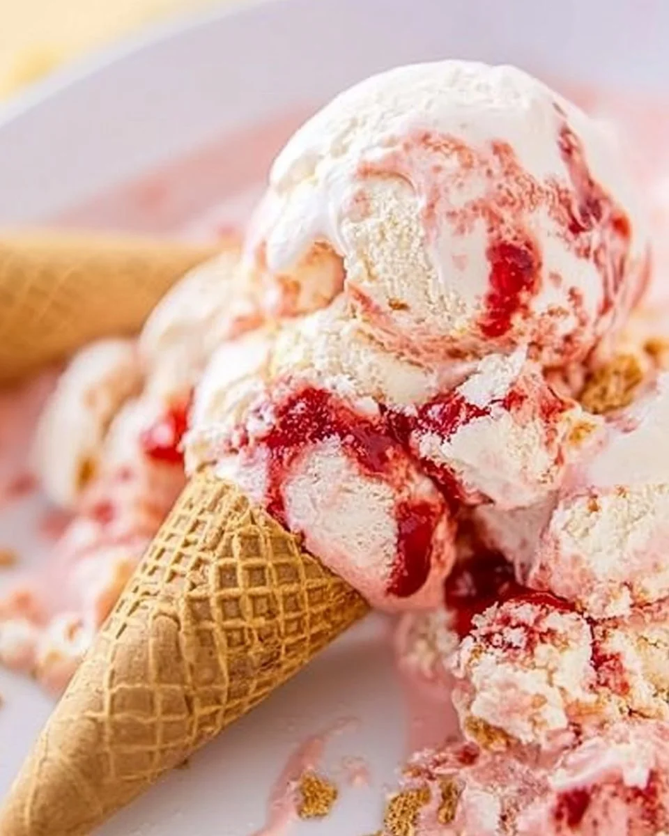 No Churn Strawberry Cheesecake Ice Cream