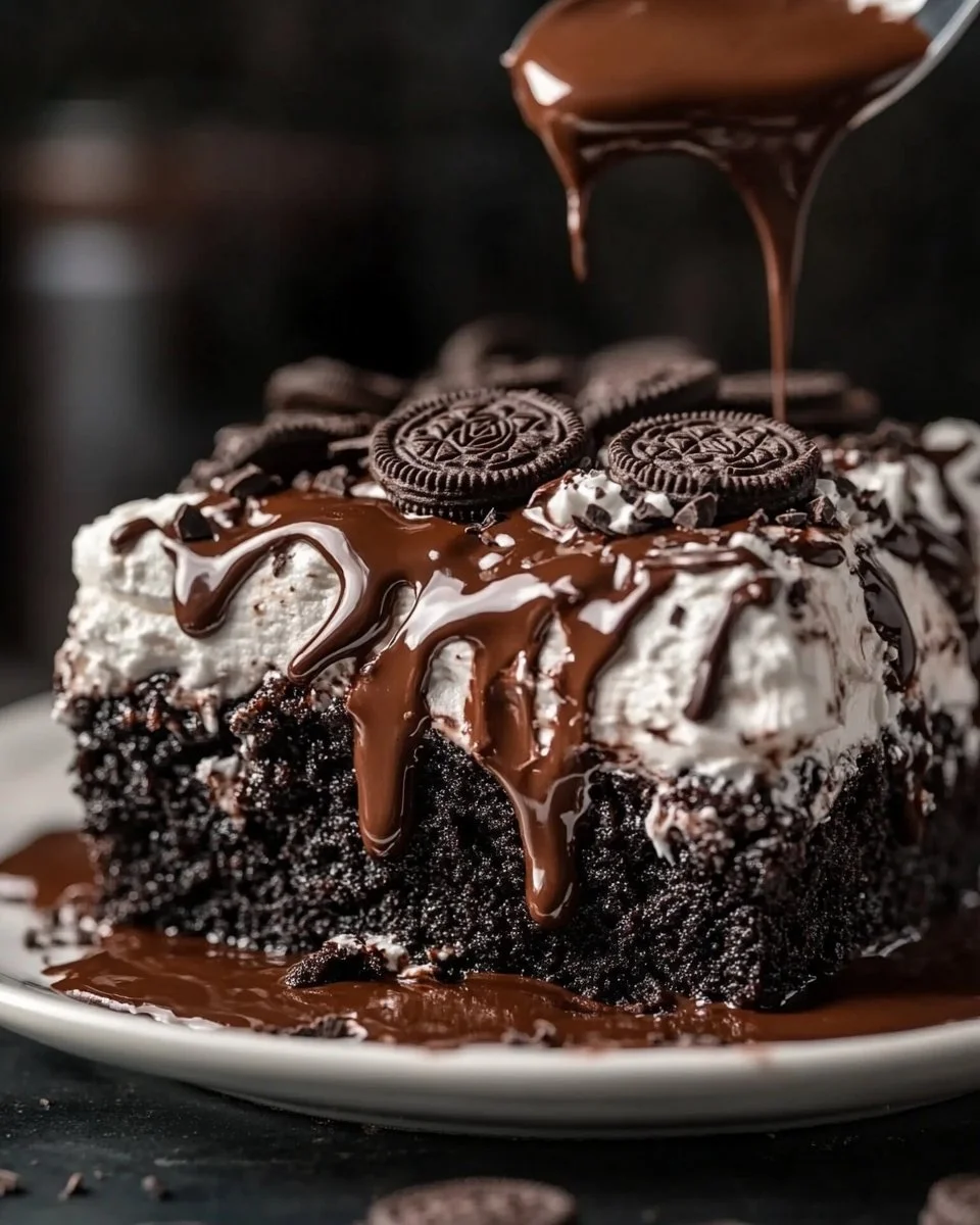 Nutella Oreo Poke Cake