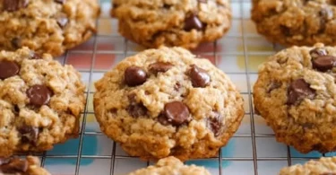 Oatmeal chocolate chip cookies fresh out of the oven