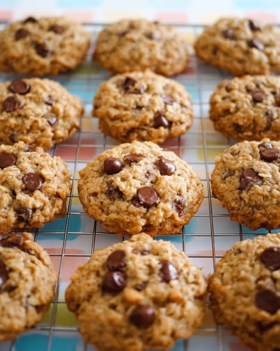 Oatmeal chocolate chip cookies fresh out of the oven