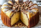 Slice of Old Fashioned Coffee Cake with a crumbly streusel topping