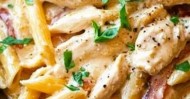 Delicious Olive Garden Chicken Pasta served in a bowl with fresh ingredients.