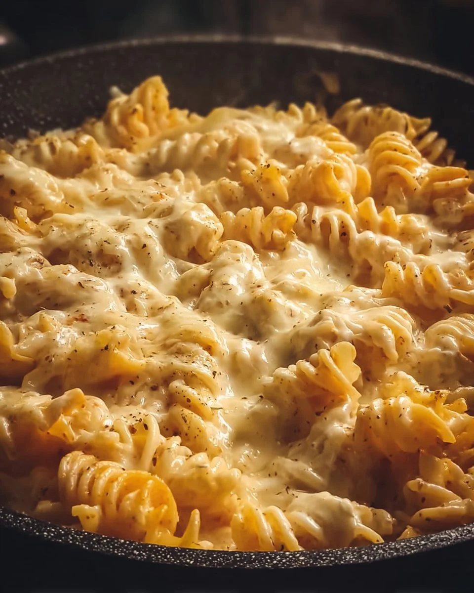 One-Pan White Cheddar Mozzarella Pasta Delight served in a bowl