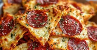 Crispy pizza chips in a bowl, perfect savory snack option.