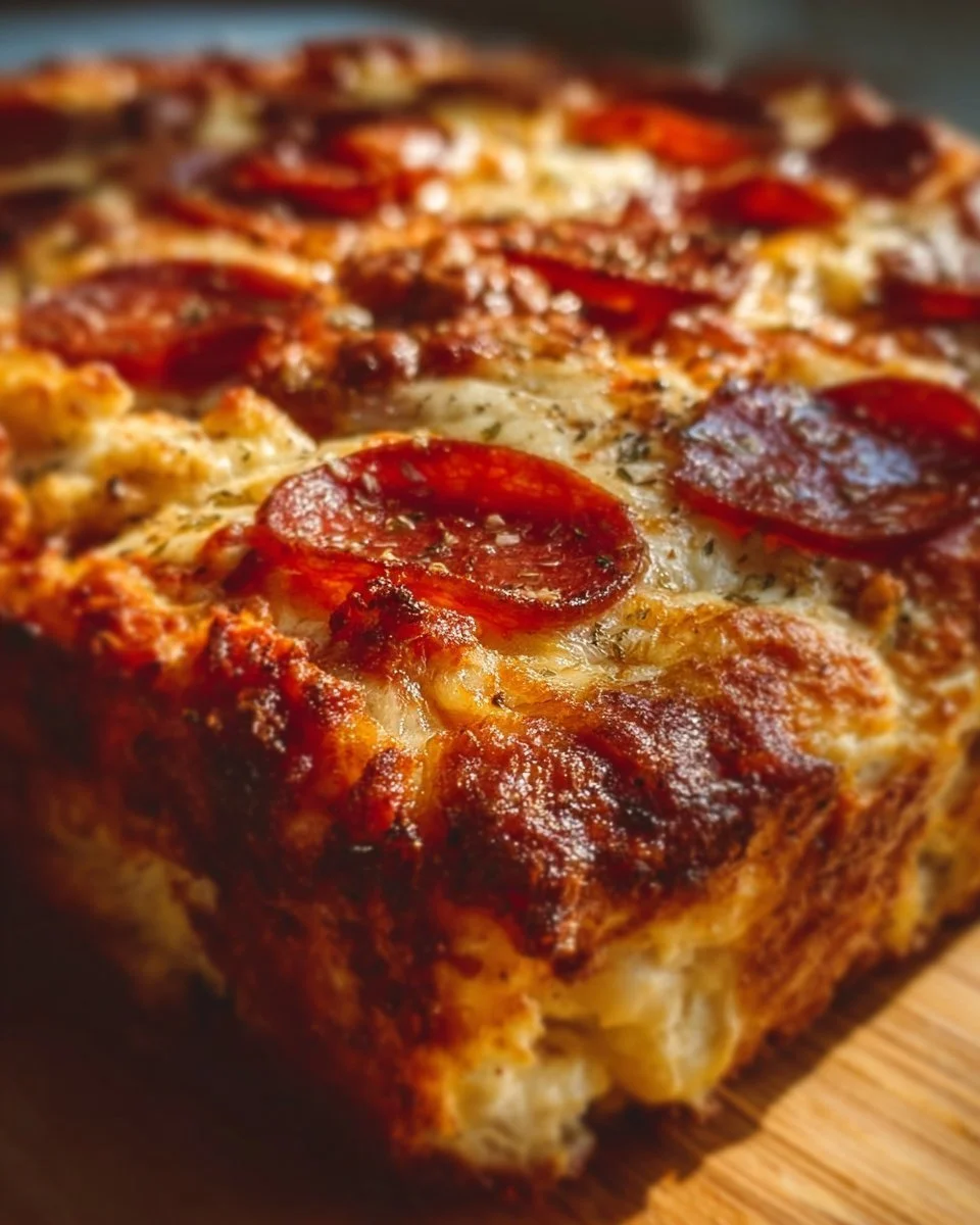 Delicious and healthy Pizza Cottage Cheese Bake topped with fresh vegetables