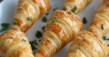 Puff pastry cones filled with goat cheese cream and sun-dried tomatoes