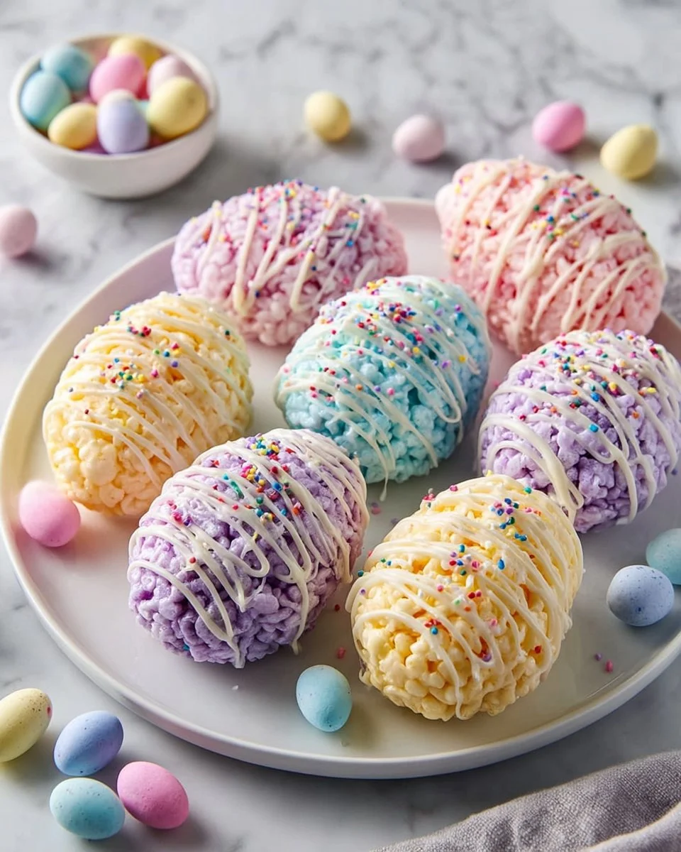 Colorful Rice Krispies Easter Egg Treats for spring celebrations