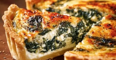 Delicious Ricotta Spinach Quiche with fresh ingredients and golden crust