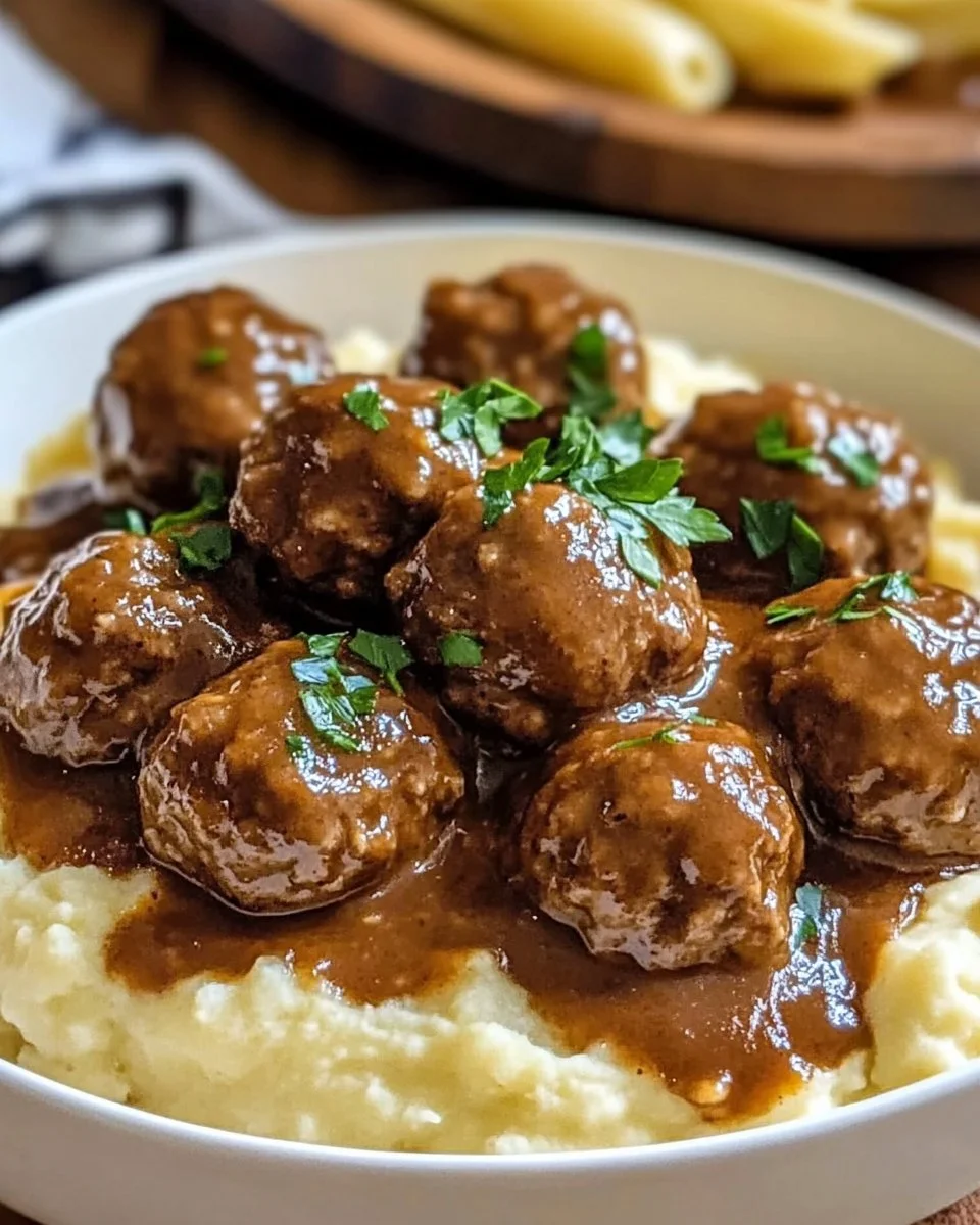 Slow Cooker Salisbury Steak Meatballs