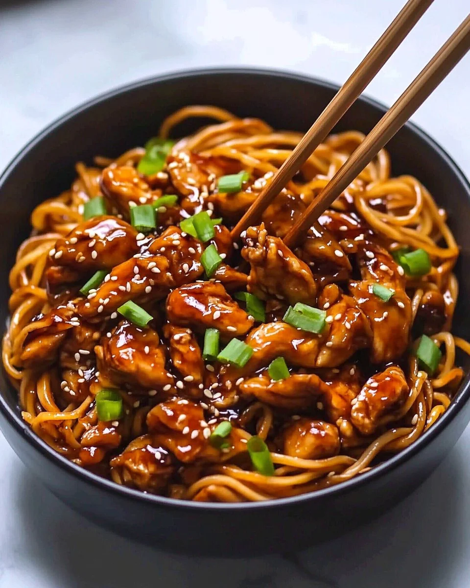 Sticky Garlic Chicken Noodles