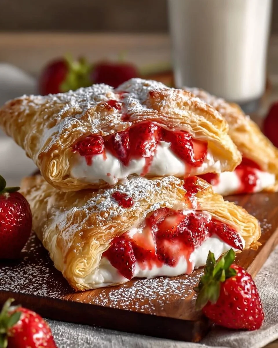 Strawberry Cheesecake Turnovers with fresh strawberries and cream cheese filling