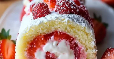 Delicious strawberry shortcake cheesecake rolls served on a plate