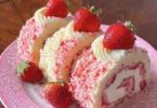 Strawberry Shortcake Cheesecake Rolls ready to be served