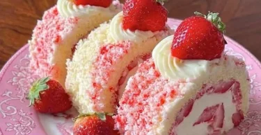 Strawberry Shortcake Cheesecake Rolls ready to be served