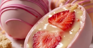 Strawberry Shortcake Easter Egg Bombs - colorful and delicious festive desserts.