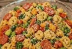 Delicious summer pasta with fresh vegetables and herbs