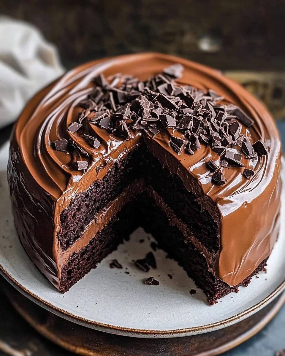 Super moist chocolate cake with chocolate ganache topping