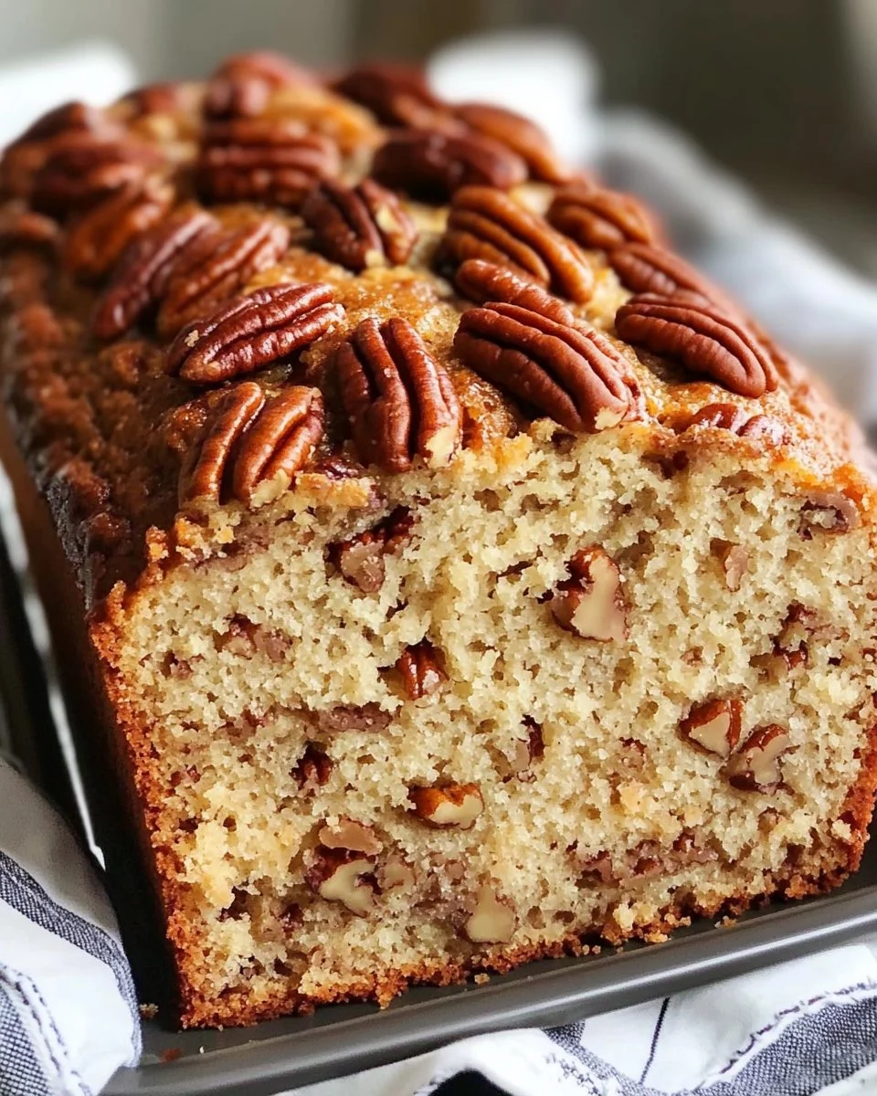 Loaf of Sweet Alabama Pecan Bread fresh out of the oven