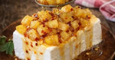 Sweet and spicy pineapple candy pieces in a vibrant dish