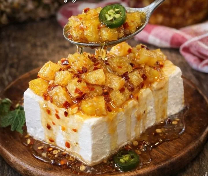 Sweet and spicy pineapple candy pieces in a vibrant dish