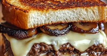 Delicious Swiss Mushroom Melt Delight with melted cheese and mushrooms
