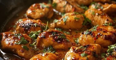 Delicious Texas Roadhouse Butter Chicken Skillet topped with garnishes