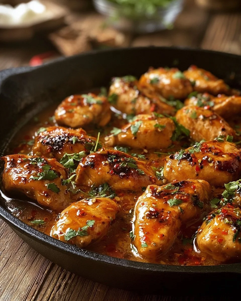 Delicious Texas Roadhouse Butter Chicken Skillet topped with garnishes
