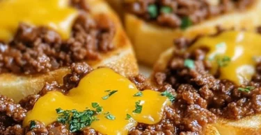 Texas Toast Sloppy Joes served with toppings on a wooden table