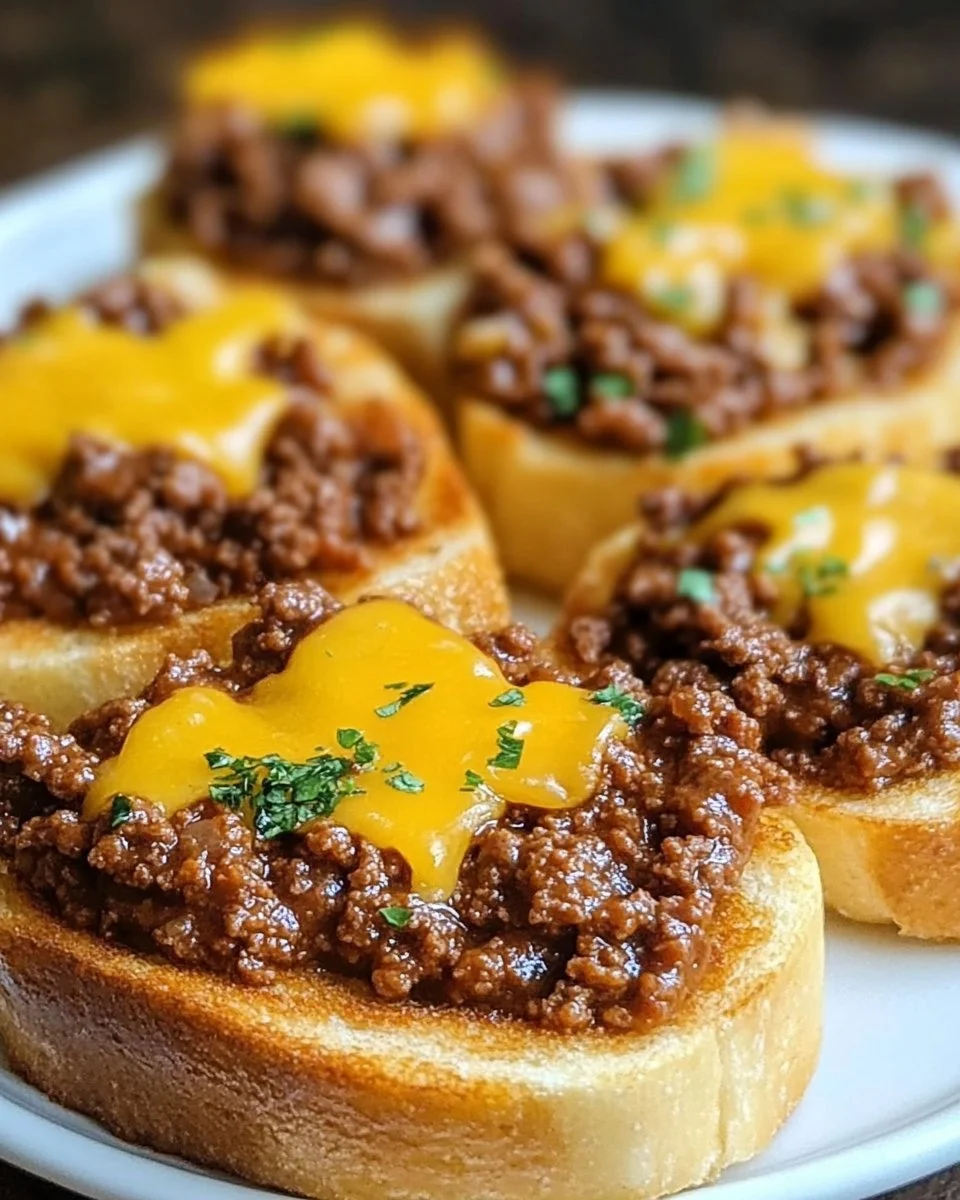 Texas Toast Sloppy Joes served with toppings on a wooden table