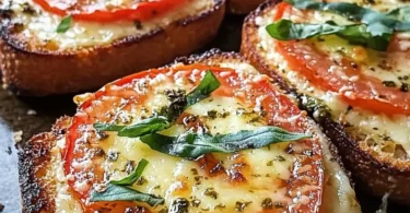 Delicious Tomato Basil Garlic Bread served fresh out of the oven