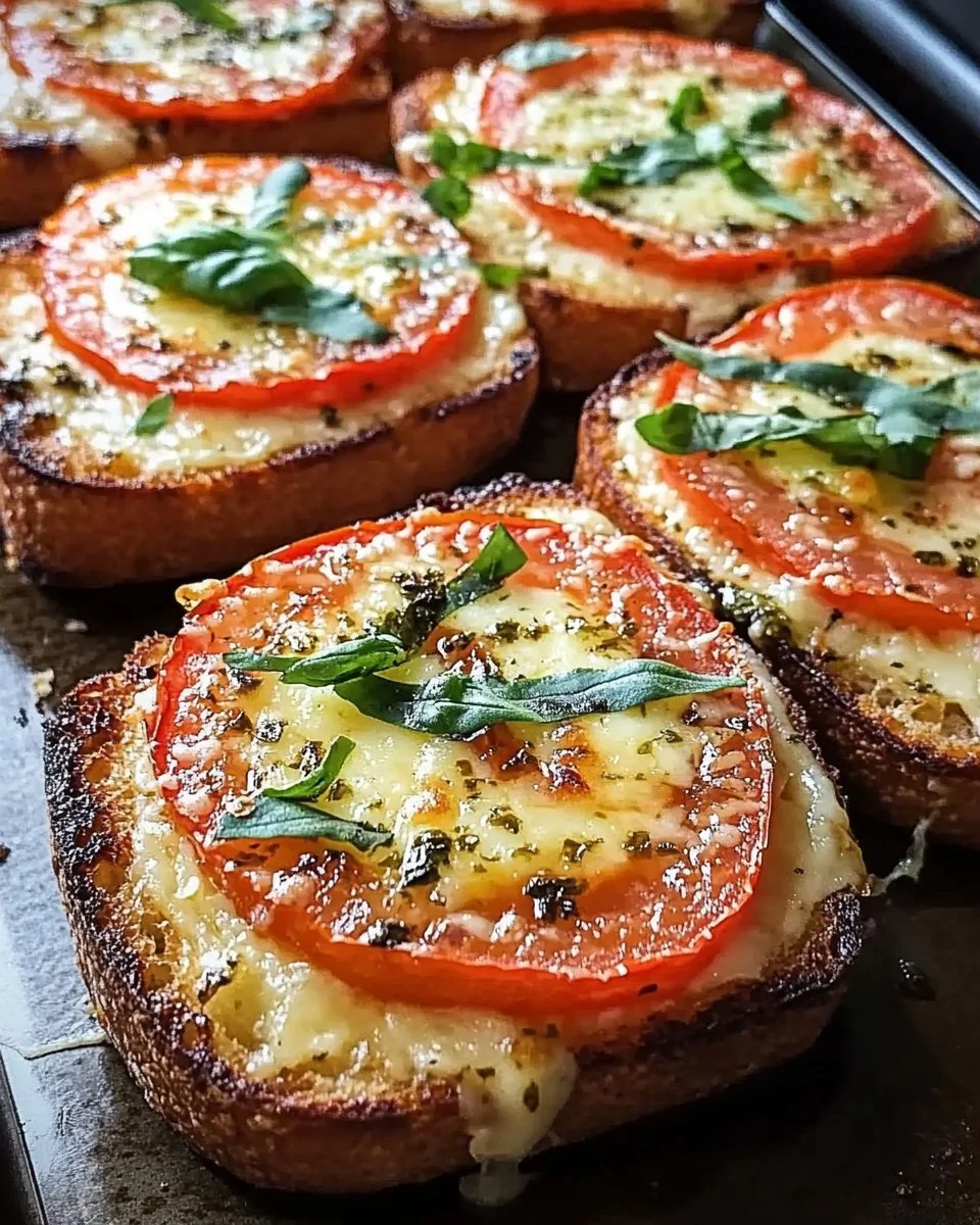 Delicious Tomato Basil Garlic Bread served fresh out of the oven